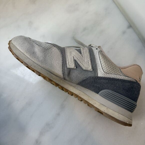 New Balance 574 Lifestyle Suede Gray Pink Rose Retro Surf  Women's 10 / 8.5 Men - Picture 8 of 10